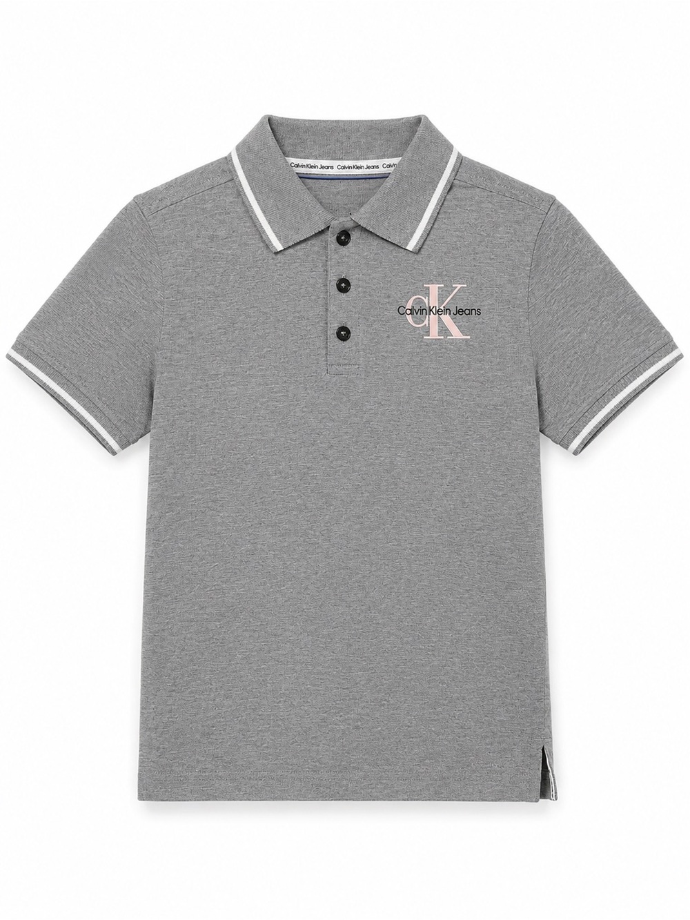 Calvin Klein Jeans Gray Polo with Pink CK Logo